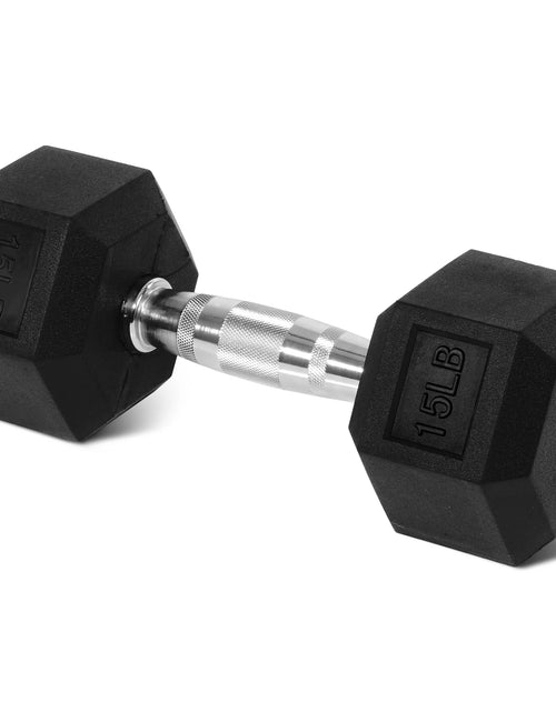 Load image into Gallery viewer, Rubber Encased Hex Dumbbell, Black, 15 Lb
