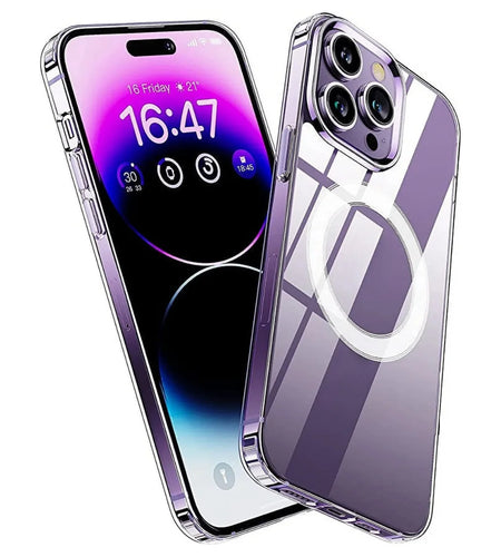 Magnetic Clear Case Compatible with Iphone 14 Pro Max, [Yellow Resistant] Slim Hard Back Cover