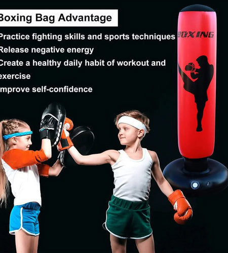 Punching Bag, Freestanding Kickboxing Heavy Standing Punching Boxing Bag, with Stand, for Kids, Men and Women, Teens and Youth, at Home, Gym or Office