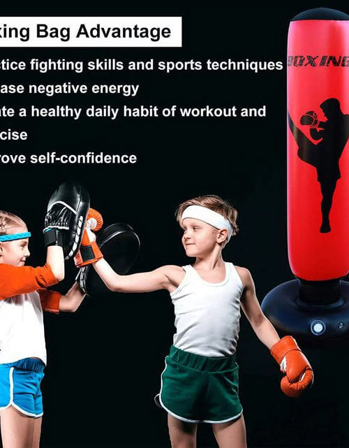 Load image into Gallery viewer, Punching Bag, Freestanding Kickboxing Heavy Standing Punching Boxing Bag, with Stand, for Kids, Men and Women, Teens and Youth, at Home, Gym or Office
