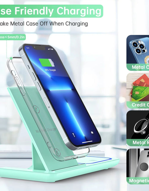 Load image into Gallery viewer, Wireless Charging Station, 2025 Upgraded 18W 3 in 1 Wireless Charger Stand for Iphone 16/15/14/13/12/11 Pro/Xs, Airpods 4/3/2/1/Pro, Iwatch Series 10/9/8/7/6/5/4/3,Samsung Phones(Green)
