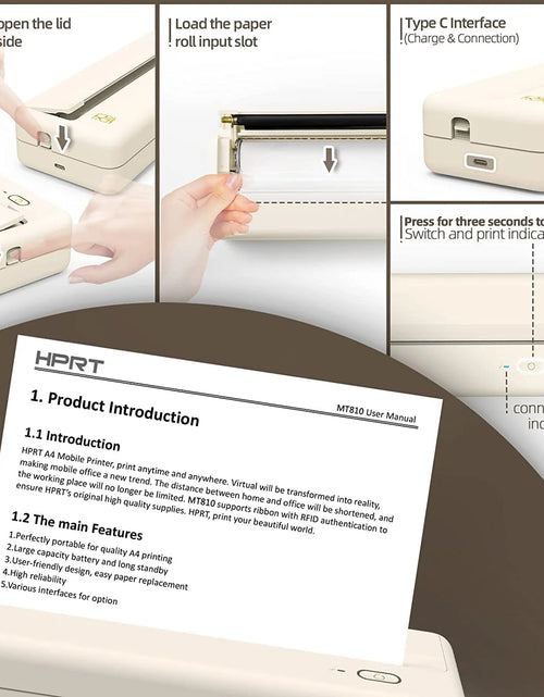 Load image into Gallery viewer, Wireless Printer, Portable Thermal Inkless Printer Compatible with Android Ios Phones &amp; Laptops, Beige
