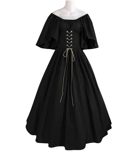 Womens Renaissance Faire Dresses Medieval Irish Traditional plus Size Dresses Ruffle over Dress Corset Retro Cosplay Gown