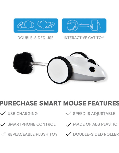Load image into Gallery viewer, Purechase Smart Cat Toy, Interactive Automatic Mouse Shaped Toy for Pets, App Enabled with Adjustable Speed, Flip Modes, Replaceable Plush Tail and USB Charging for Kittens and Dogs
