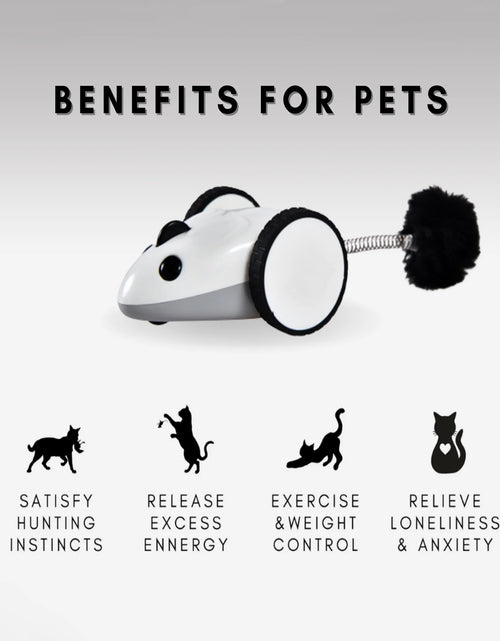 Load image into Gallery viewer, Purechase Smart Cat Toy, Interactive Automatic Mouse Shaped Toy for Pets, App Enabled with Adjustable Speed, Flip Modes, Replaceable Plush Tail and USB Charging for Kittens and Dogs
