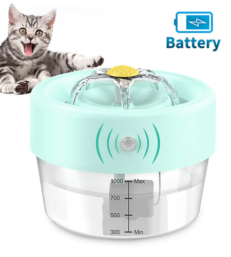 Cat Water Fountain, 1000Mah Battery Pet Water Fountain. Automatic Pet Drinking Fountain, Cat Fountain Blue 35 Oz