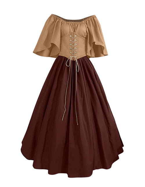 Load image into Gallery viewer, Womens Renaissance Costumes Medieval Irish Traditional plus Size Dresses Ruffle over Dress Corset Retro Cosplay Gown
