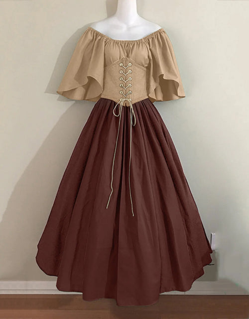 Load image into Gallery viewer, Womens Renaissance Costumes Medieval Irish Traditional plus Size Dresses Ruffle over Dress Corset Retro Cosplay Gown
