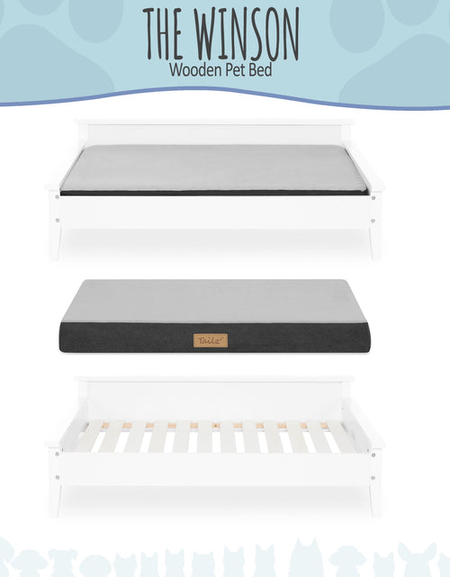 Load image into Gallery viewer, Winston Large Elevated Wooden Pet Bed with Mattress, White
