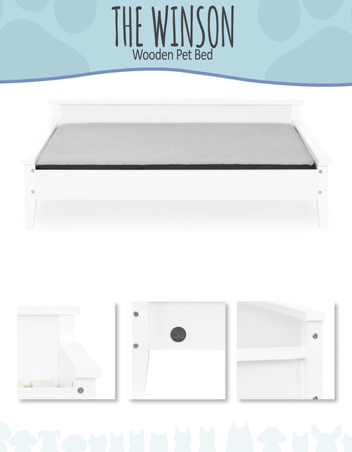 Load image into Gallery viewer, Winston Large Elevated Wooden Pet Bed with Mattress, White
