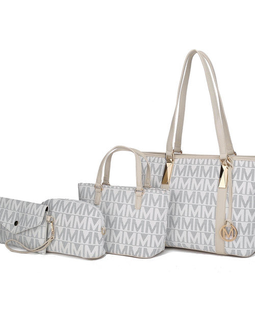 Load image into Gallery viewer, by Mia K. Marimar Women'S Tote Bag with Pouch and Wristlet, Signature 4 Piece Set - White
