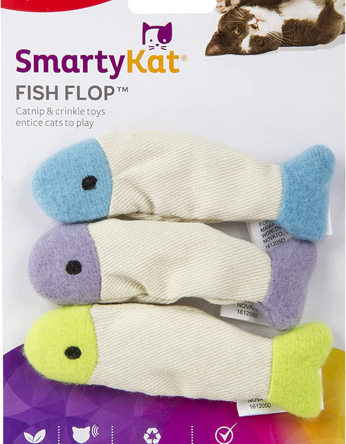 Load image into Gallery viewer, (3 Count) Fish Flop Crinkle Catnip Cat Toys - Multi Color, 3 Count
