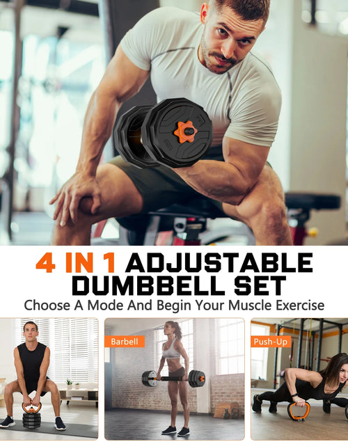 Load image into Gallery viewer, 44Lb 4-In-1 Adjustable Dumbbells Set Free Weight Set with Connector Used as Barbell, Kettlebells, Push up Stand, Fitness Exercises for Home Gym Suitable Men/Women
