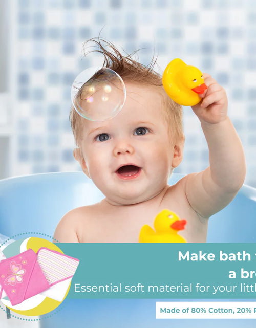 Load image into Gallery viewer, Bath Hooded Towels &amp; Washcloths Set for Babies, 23-Piece Gift Set, Pink Butterfly
