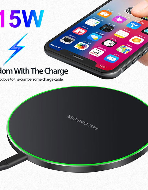 Load image into Gallery viewer, Wireless Charger 15W Fast Charge Aluminum Wireless Charging Pad Compatible with Iphone 16 15 14 13 12 11/XS/XR/8, Samsung Galaxy S25/S24/S23 S22/S21, Note 20/10

