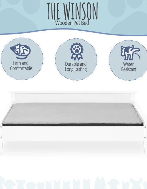 Load image into Gallery viewer, Winston Large Elevated Wooden Pet Bed with Mattress, White
