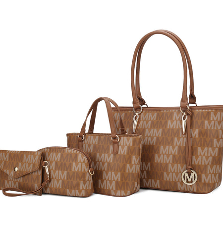 Alexy Women'S Tote Bag, Small Tote Bag, Pouch Purse & Wristlet Wallet Bag 4 Pcs Handbag Set by Mia K - Beige
