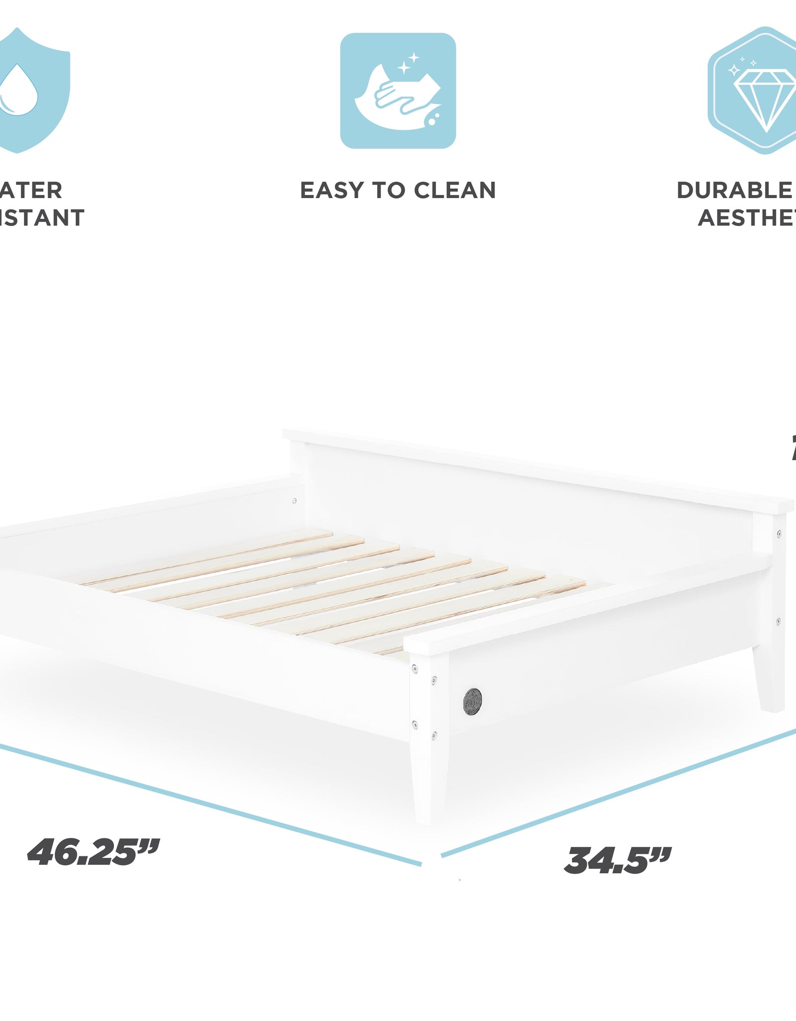 Winston Large Elevated Wooden Pet Bed with Mattress, White
