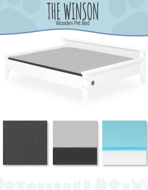 Load image into Gallery viewer, Winston Large Elevated Wooden Pet Bed with Mattress, White
