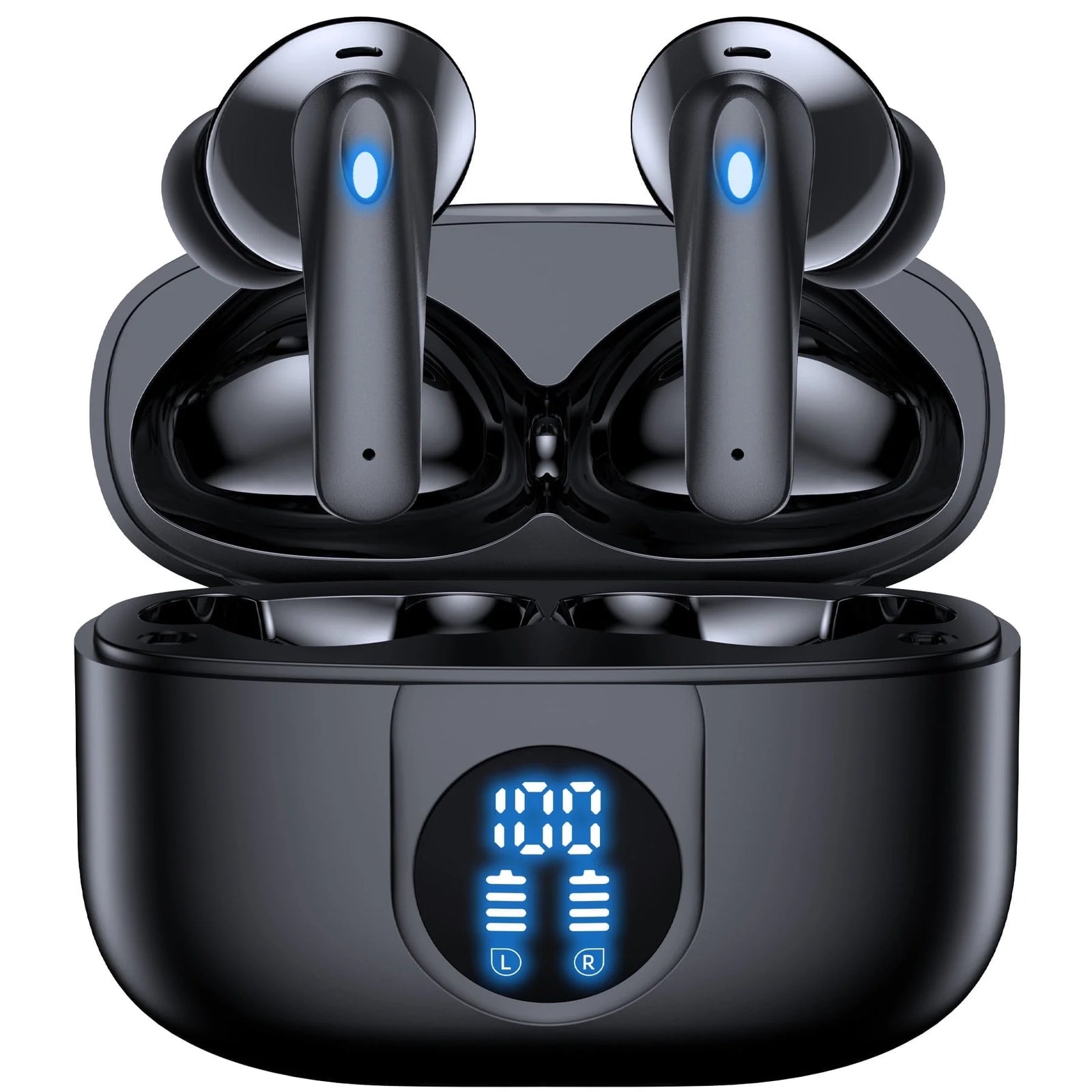 Wireless Earbuds, Bluetooth Headphones V5.4 Stereo Ear Buds with Noise Cancelling Mics, 60H Playback Mini Case with Dual LED Display, IP7 Waterproof In-Ear Earphones for Android Ios