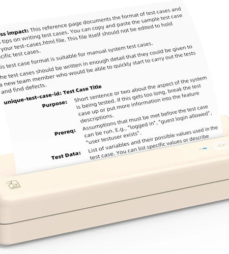 Wireless Printer, Portable Thermal Inkless Printer Compatible with Android Ios Phones & Laptops, Beige