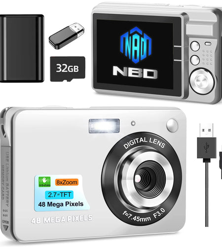 Kids Digital Camera 48MP 8X Digital Zoom Mini Compact Cameras, 2.7 Inch FHD Pocket Cameras
