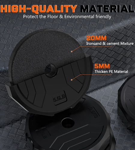 44Lb 4-In-1 Adjustable Dumbbells Set Free Weight Set with Connector Used as Barbell, Kettlebells, Push up Stand, Fitness Exercises for Home Gym Suitable Men/Women