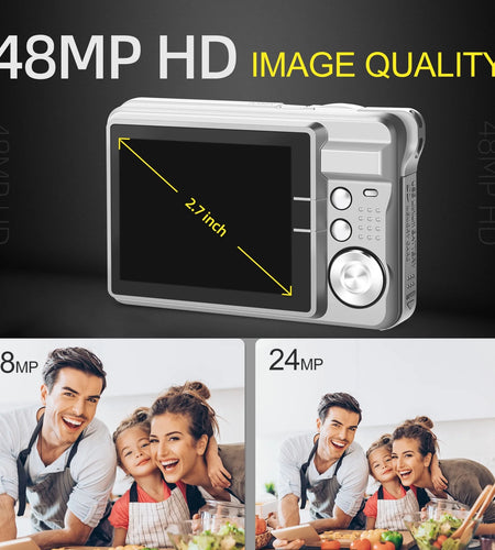 Kids Digital Camera 48MP 8X Digital Zoom Mini Compact Cameras, 2.7 Inch FHD Pocket Cameras
