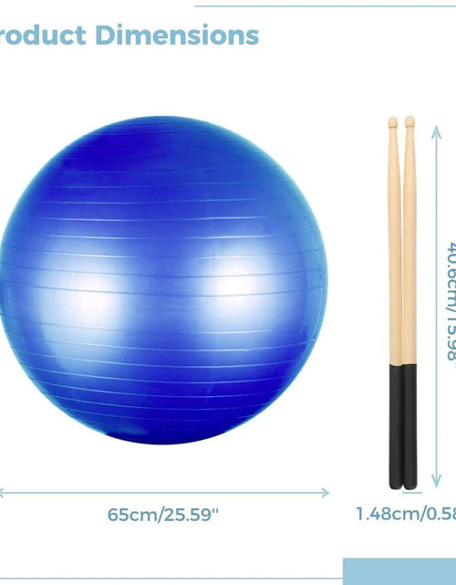 Load image into Gallery viewer, Cardio Drumming Equipment Set, Fitness Balance Ball with Pump &amp; 3.2Oz Sticks, Aerobic Exercise Ball for Workouts, Stability, Pilates, Yoga, Pregnancy Gymnastics
