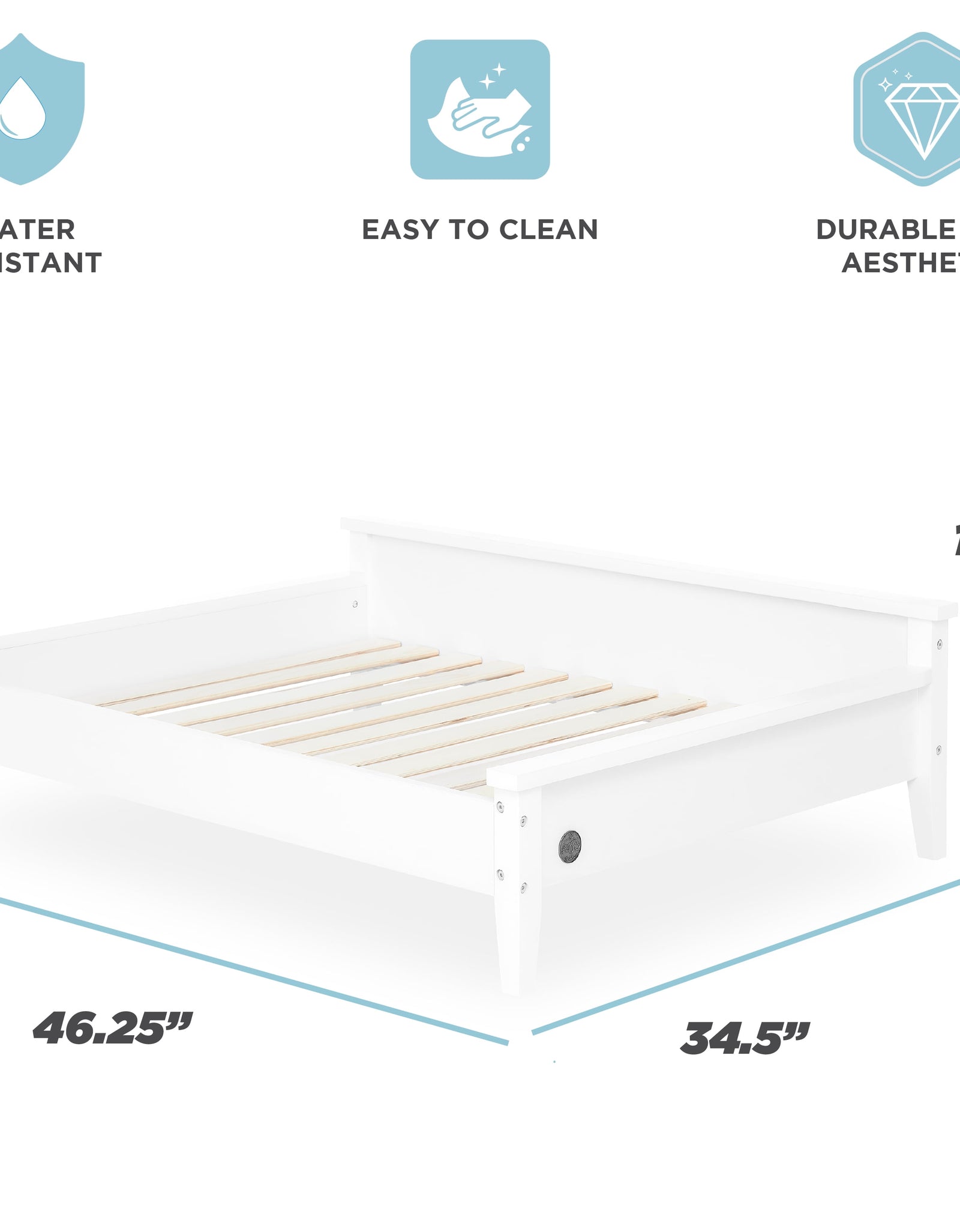 Winston Large Elevated Wooden Pet Bed with Mattress, White