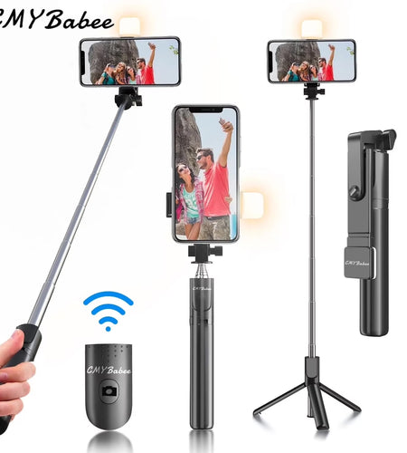 Cmybabee Selfie Stick, Tripod, 40In Retractable  with Remote, 2 Level Fill Light, Selfie Tripod for Iphone Android