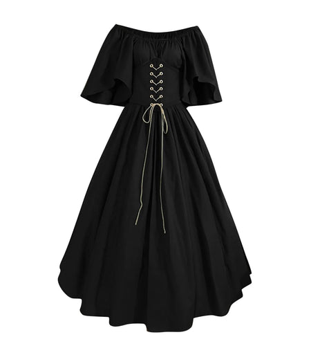 Womens Renaissance Faire Dresses Medieval Irish Traditional plus Size Dresses Ruffle over Dress Corset Retro Cosplay Gown